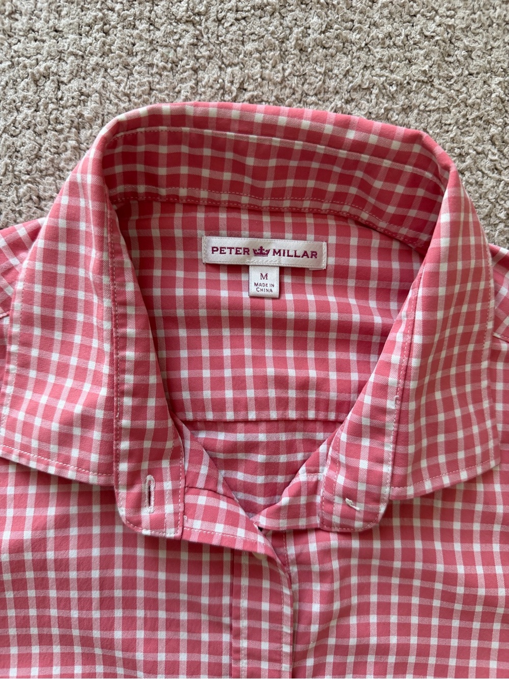 Peter Millar Pink Gingham Button-Down Shirt